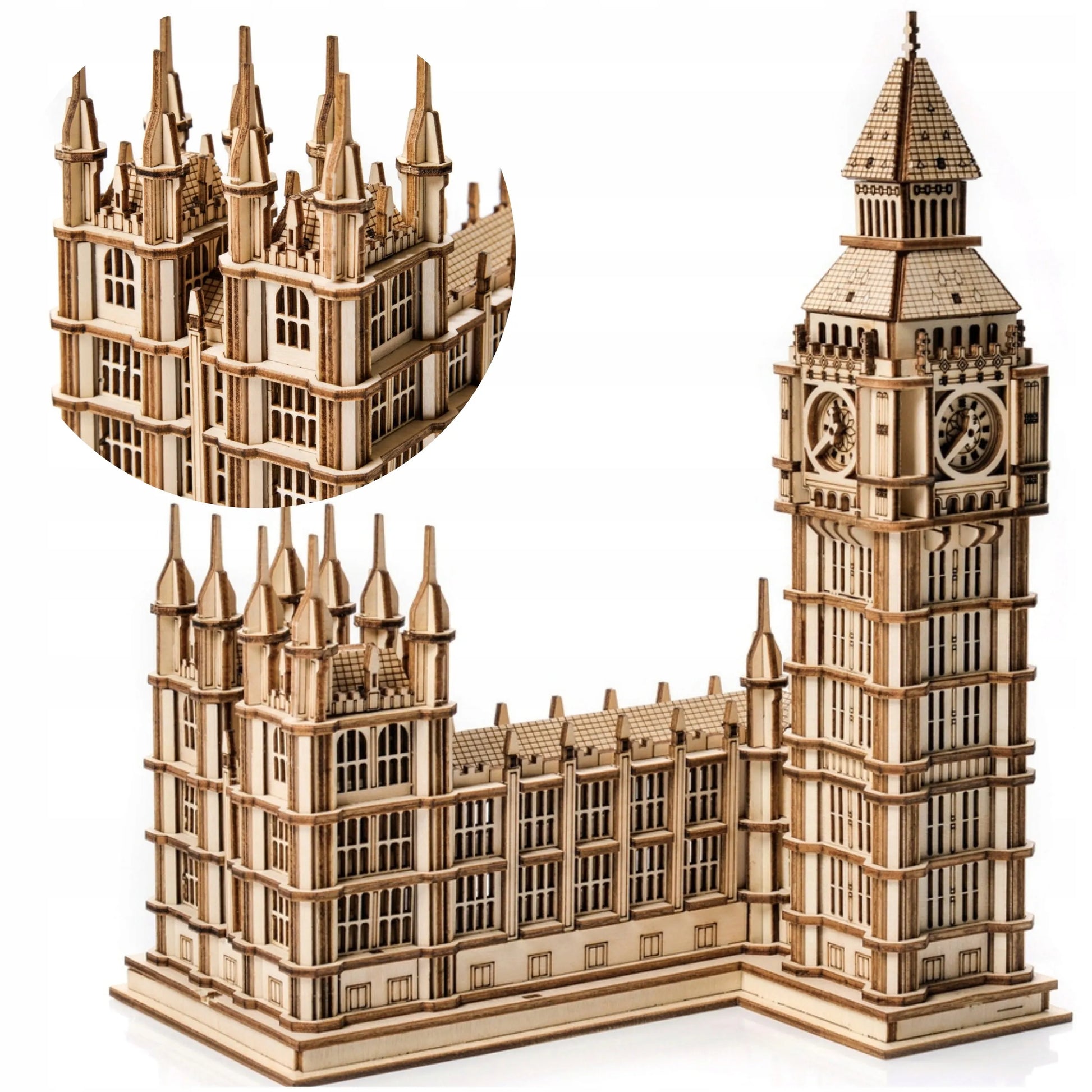 Medinis 3D modelis Big Ben Londonas – surenkamos faneros dėlionės
