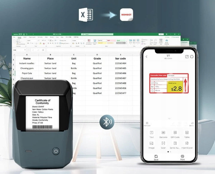 B1 Niimbot Bluetooth lipnios terminės etiketės spausdintuvas