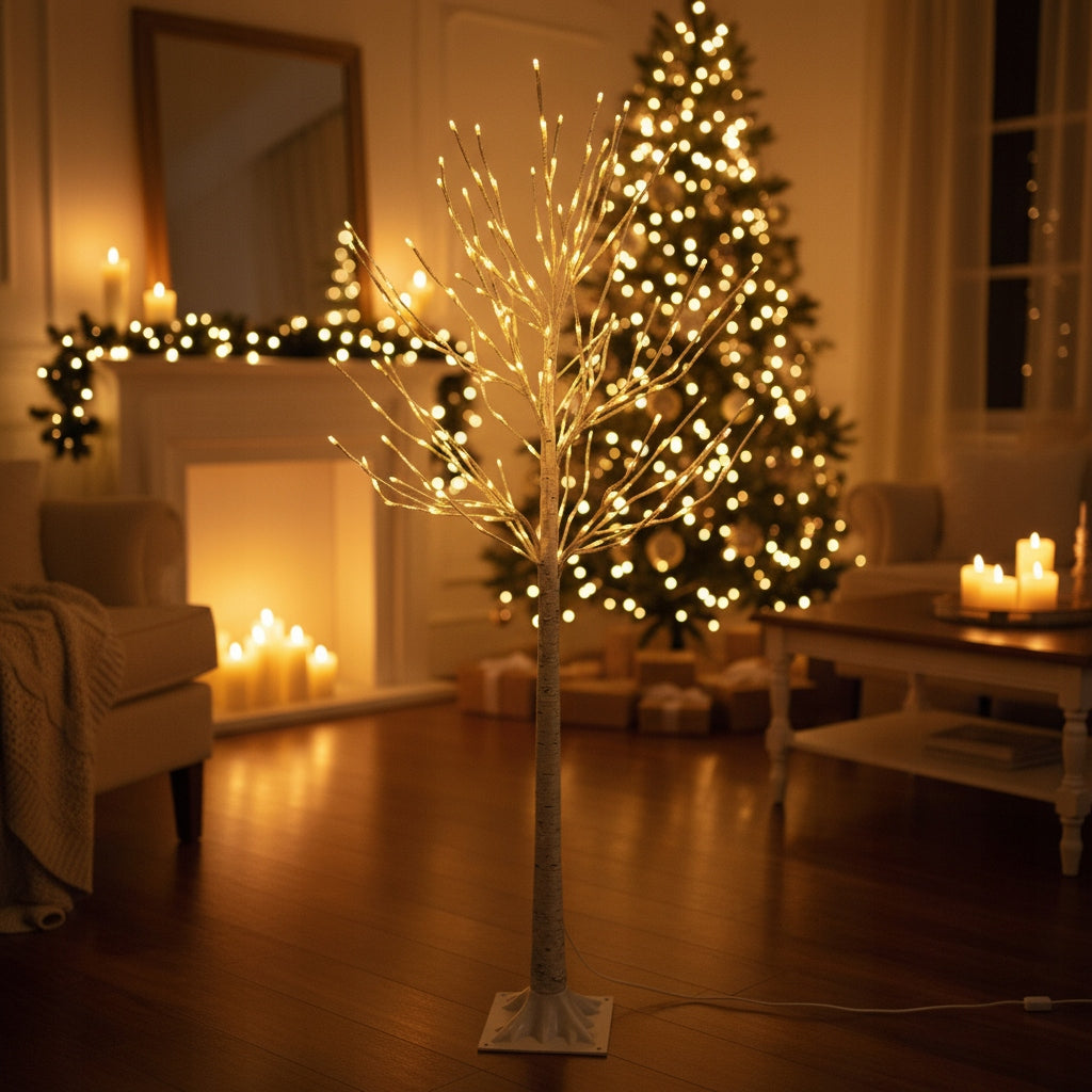 Kalėdinė dekoratyvinė eglutė LED BERŽAS 150 cm, šiltai baltos spalvos lemputės