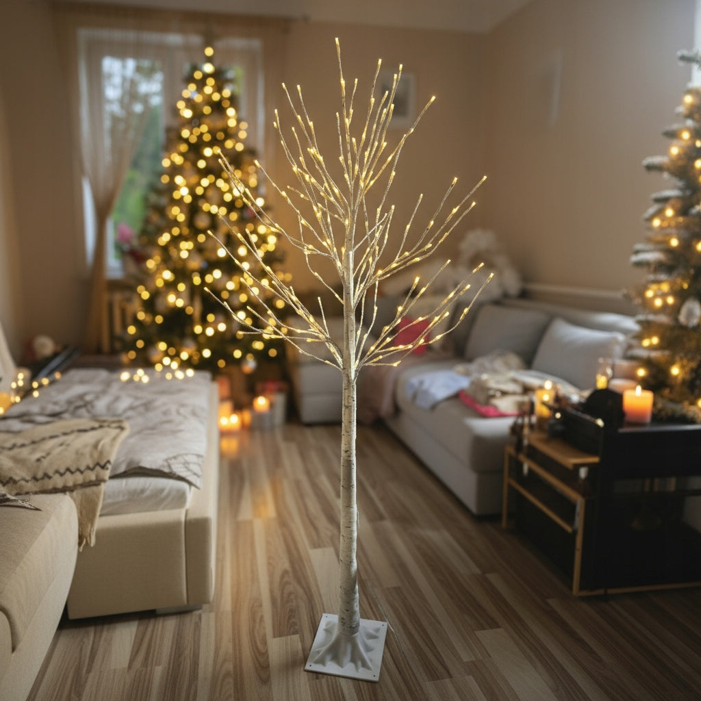 Kalėdinė dekoratyvinė eglutė LED BERŽAS 150 cm, šiltai baltos spalvos lemputės