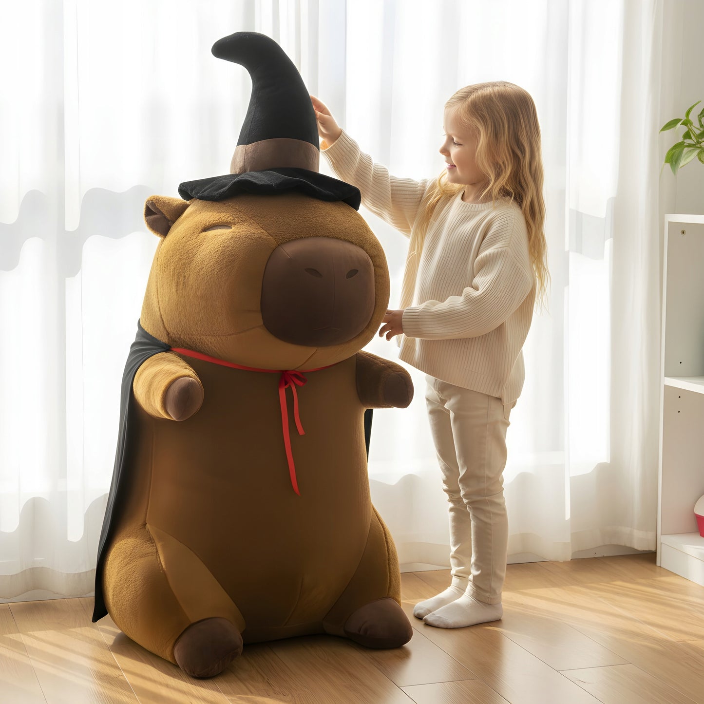 Didelė pliušinė pagalvė žaislas – Burtininkė Kapibara, 100cm