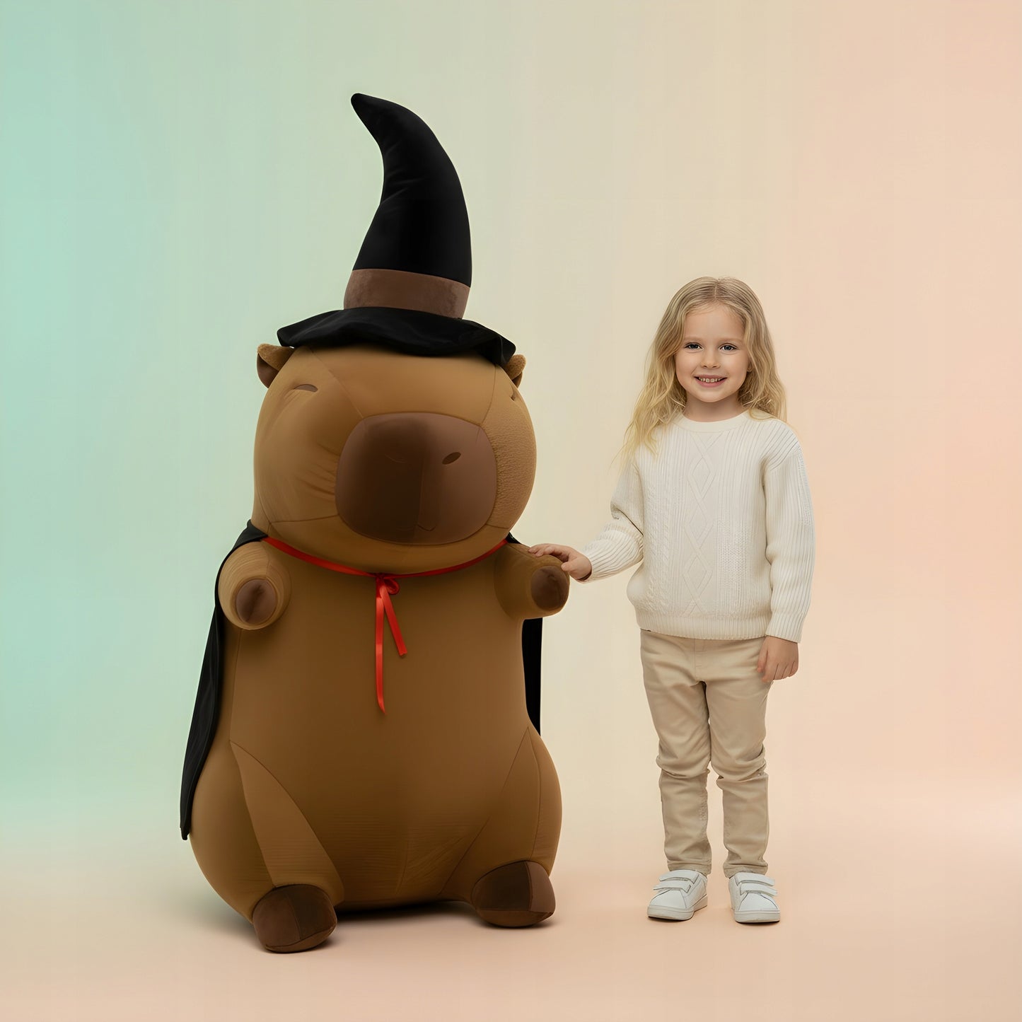 Didelė pliušinė pagalvė žaislas – Burtininkė Kapibara, 100cm