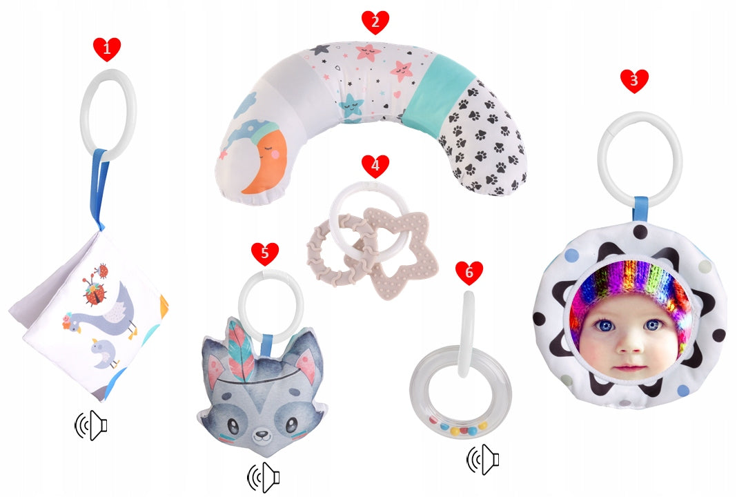 Didelė minkšta interaktyvi edukacinė kilimėlis 4in1 su knygute, pagalvėle ir kamuoliukais