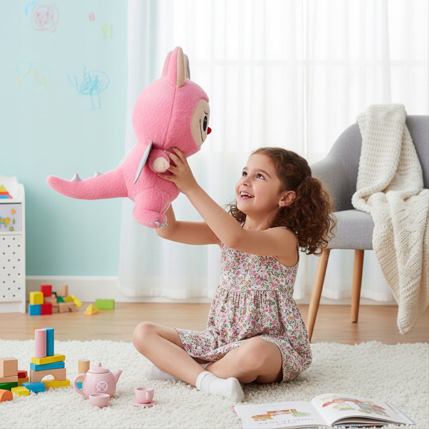 Didelis Rožinis Pliušinis Žaislas Vaikams LABUBU LA BUBU 45cm