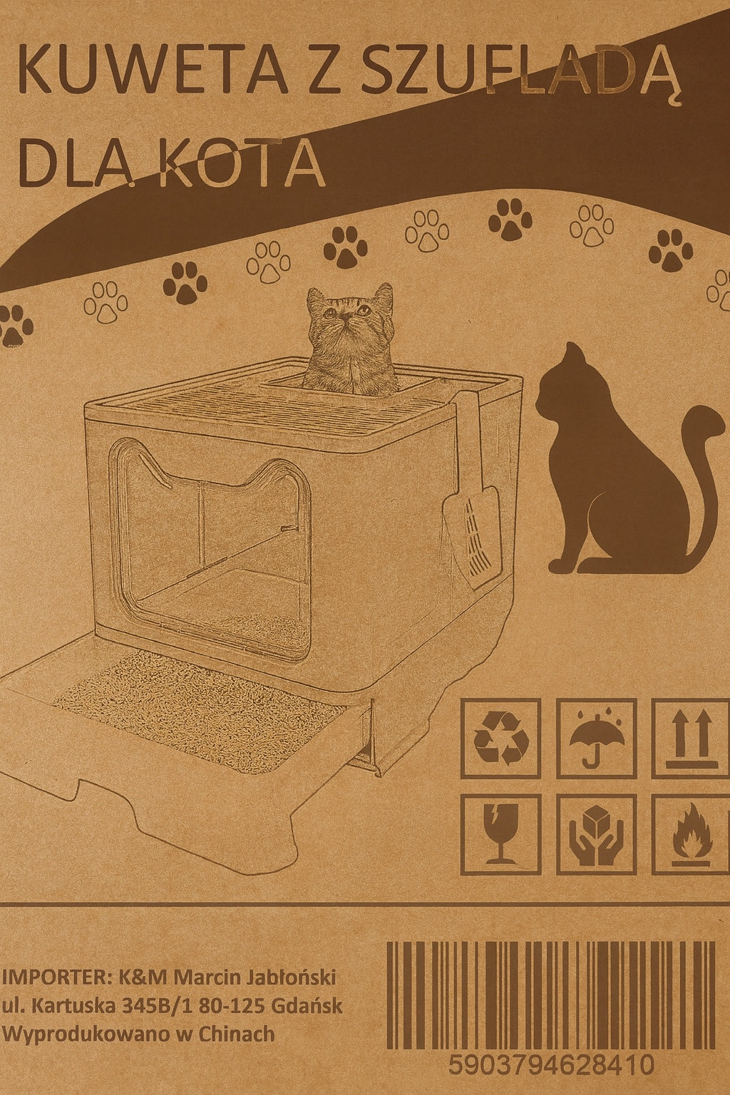 Didelė uždaroji kraiko dėžutė su stalčiumi + kastuvėlis (F055)