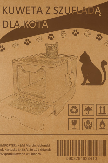 Didelė uždaroji kraiko dėžutė su stalčiumi + kastuvėlis (F055)