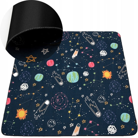 Didelė edukacinė 150x150cm tamsiai mėlyna KOSMOS vaikų kilimo / kilimėlio su neslystančia danga