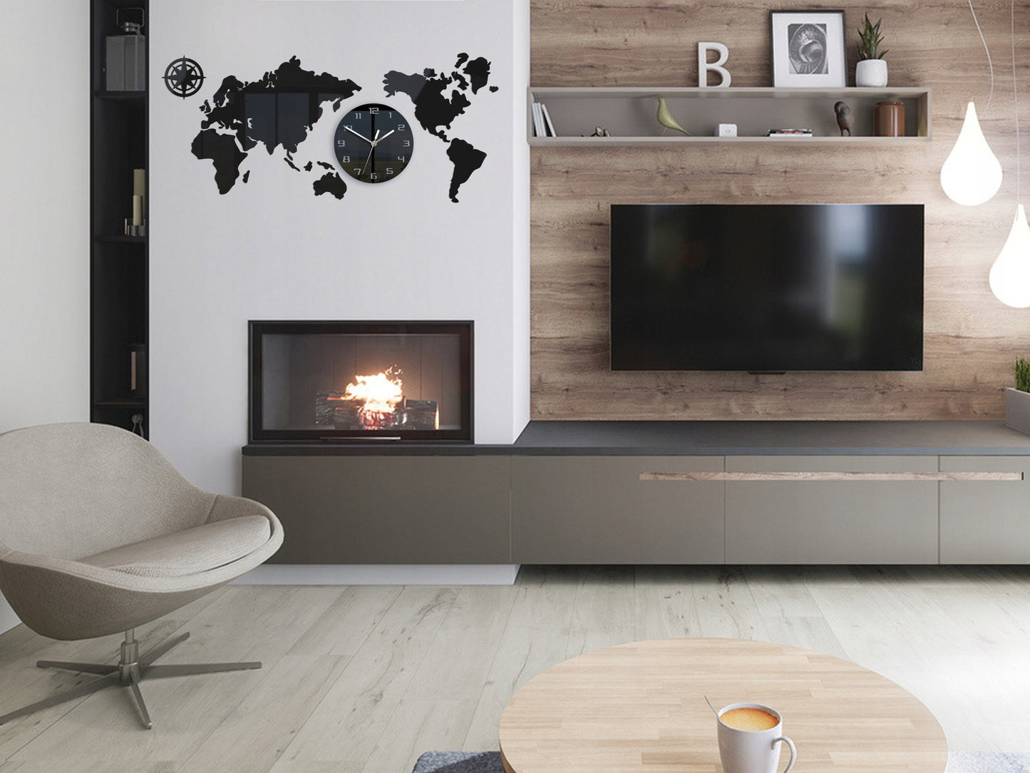 Didelis sieninis laikrodis "Žemėlapio" dizainas 80x40 Modernus 3D Tylus