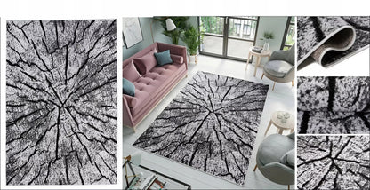 Kilimas 160x220 pilkas svetainei, medžio kamieno gamtos 3D efektas, loft, Deluxe Tree
