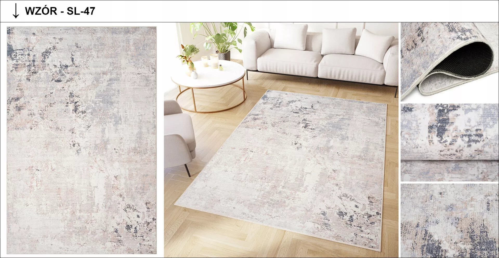 DOVE 160x230 kilimas, modernus, madingas, elegantiškas, neslidus, spausdintas