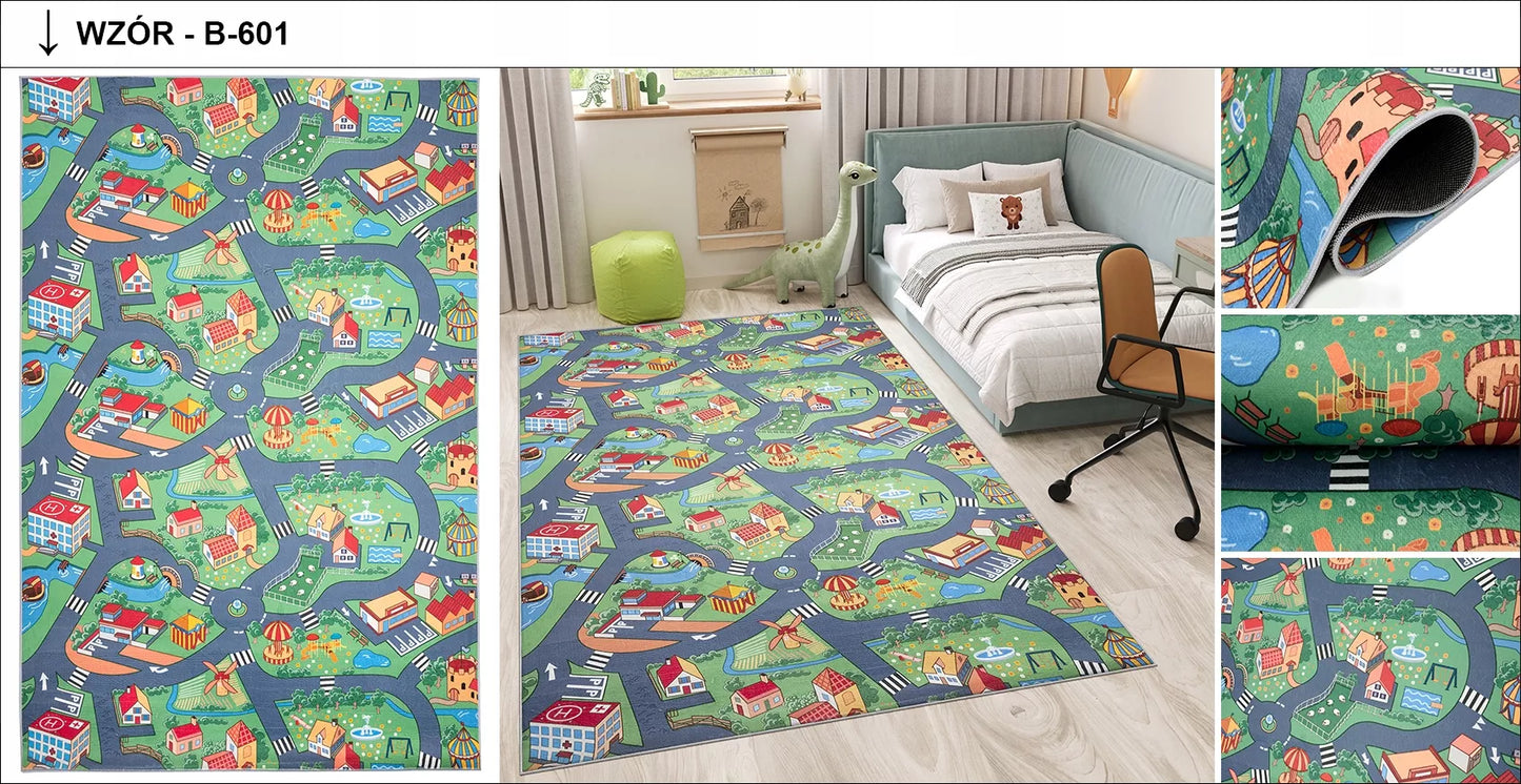 Kilimas FLANNEL 160x230 Spausdintas Vaikams Neslystantis Madingas Žaidimų