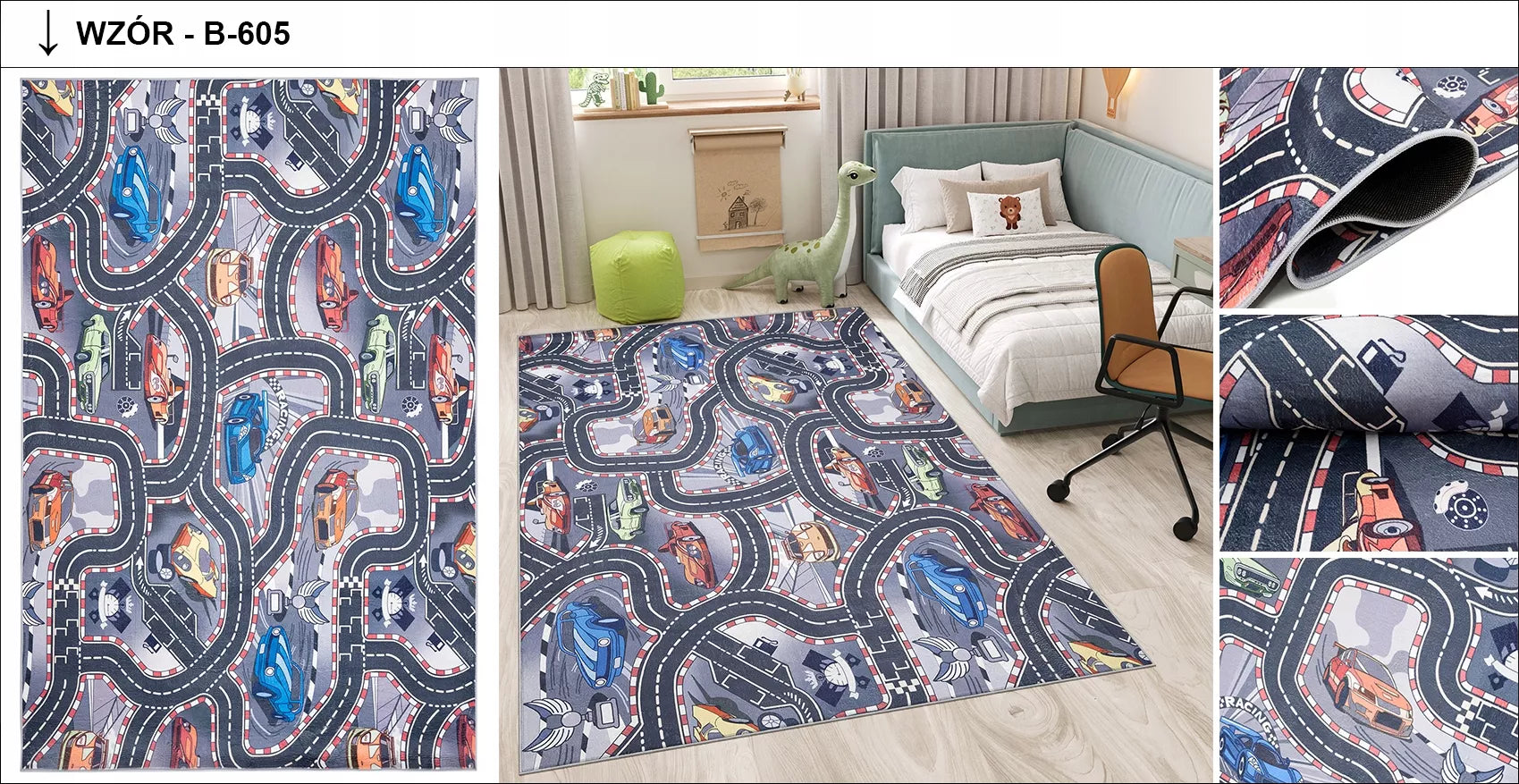 Kilimas FLANNEL 160x230 Spausdintas Vaikams Neslystantis Madingas Žaidimų