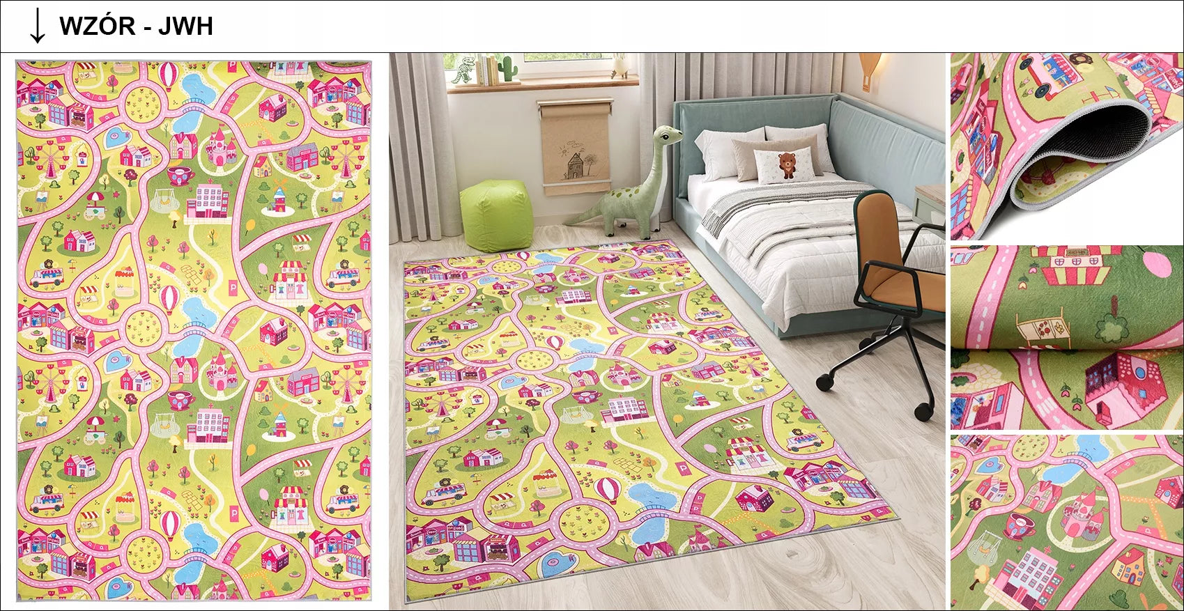 Kilimas FLANNEL 160x230 Spausdintas Vaikams Neslystantis Madingas Žaidimų