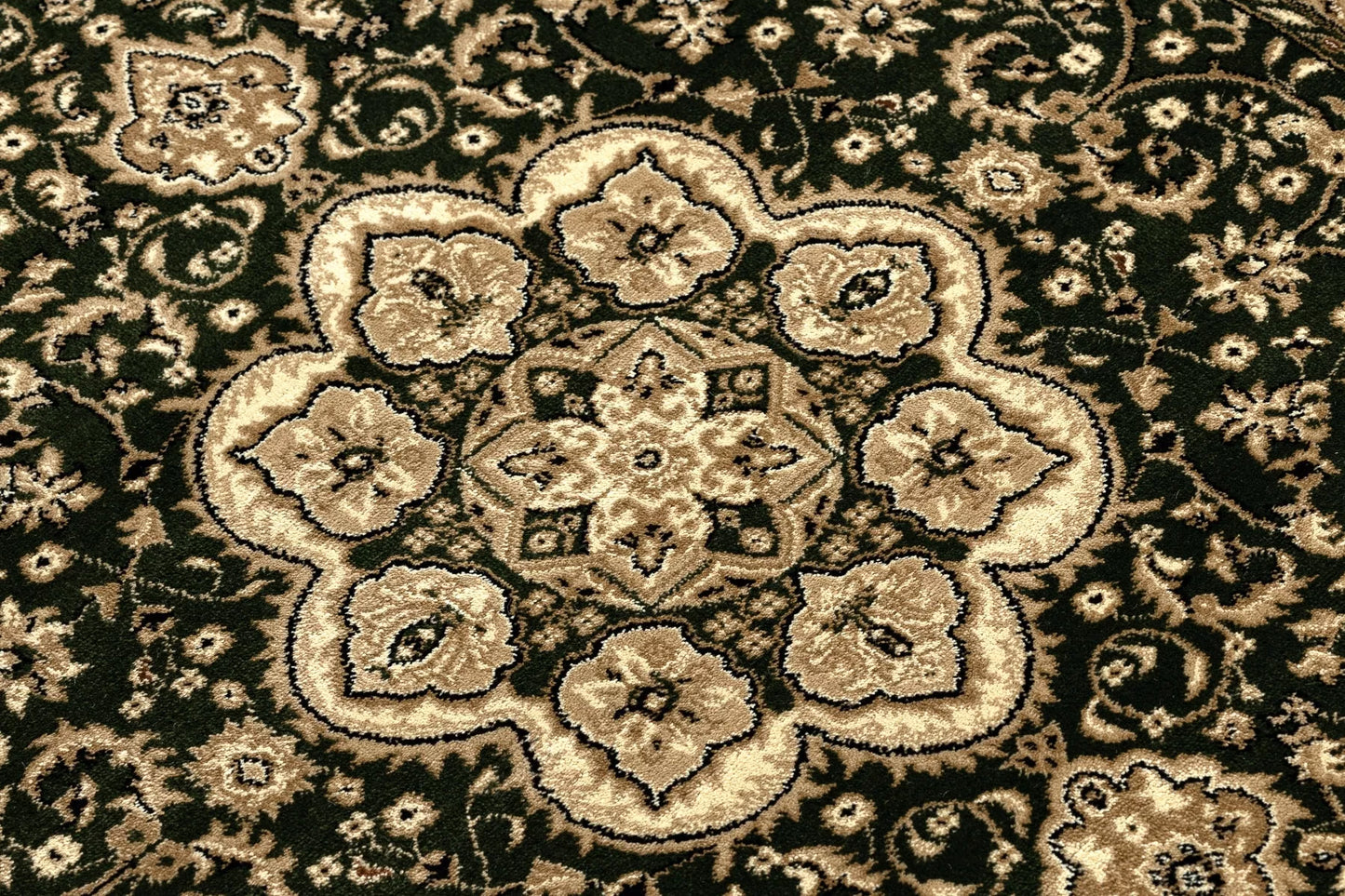 Kilimas KLASIKINIS TRADICINIS ROZETĖ RĖMAS GĖLĖS ROYAL žalias 200x400 cm