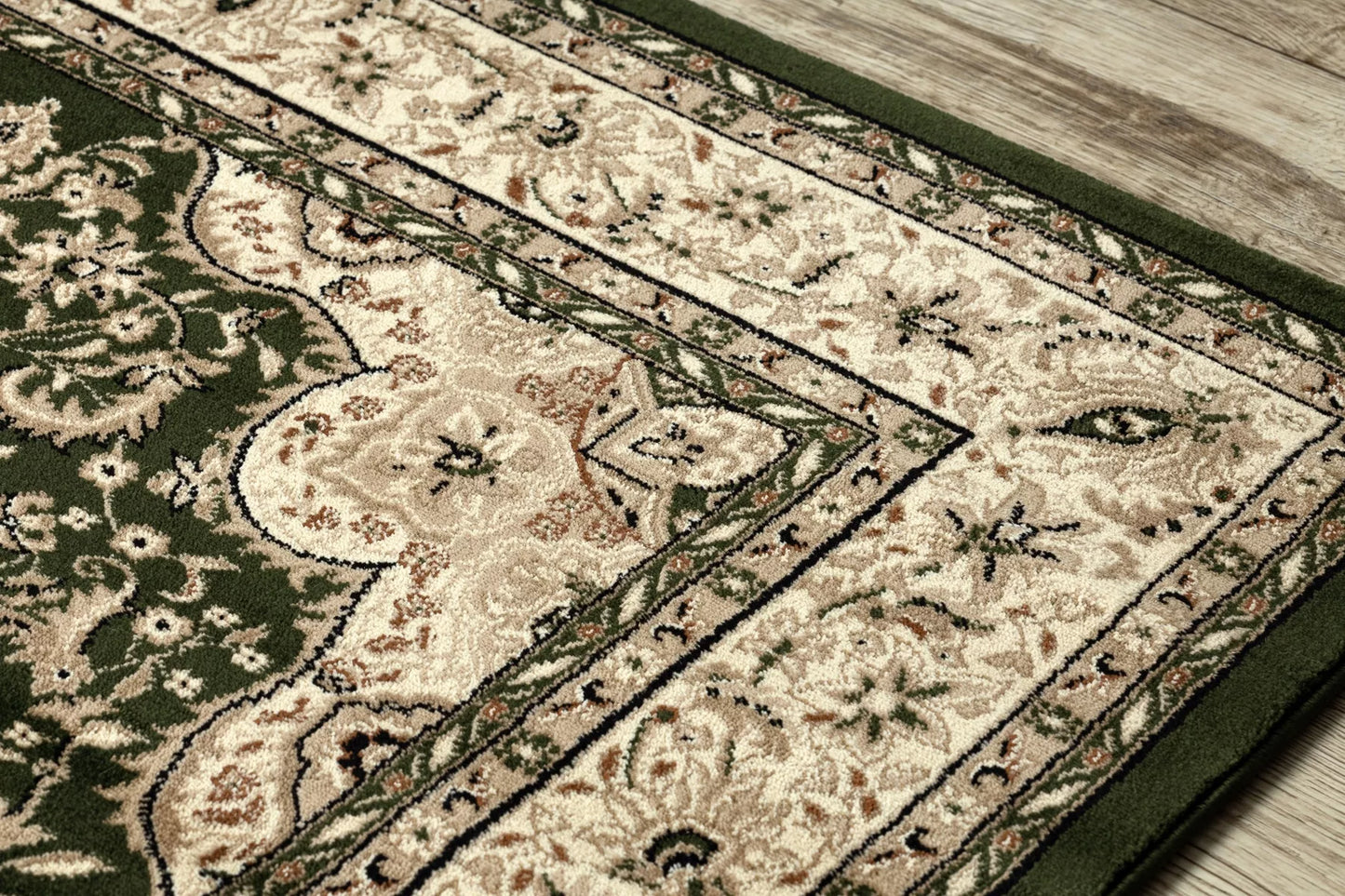 Kilimas KLASIKINIS TRADICINIS ROZETĖ RĖMAS GĖLĖS ROYAL žalias 200x400 cm