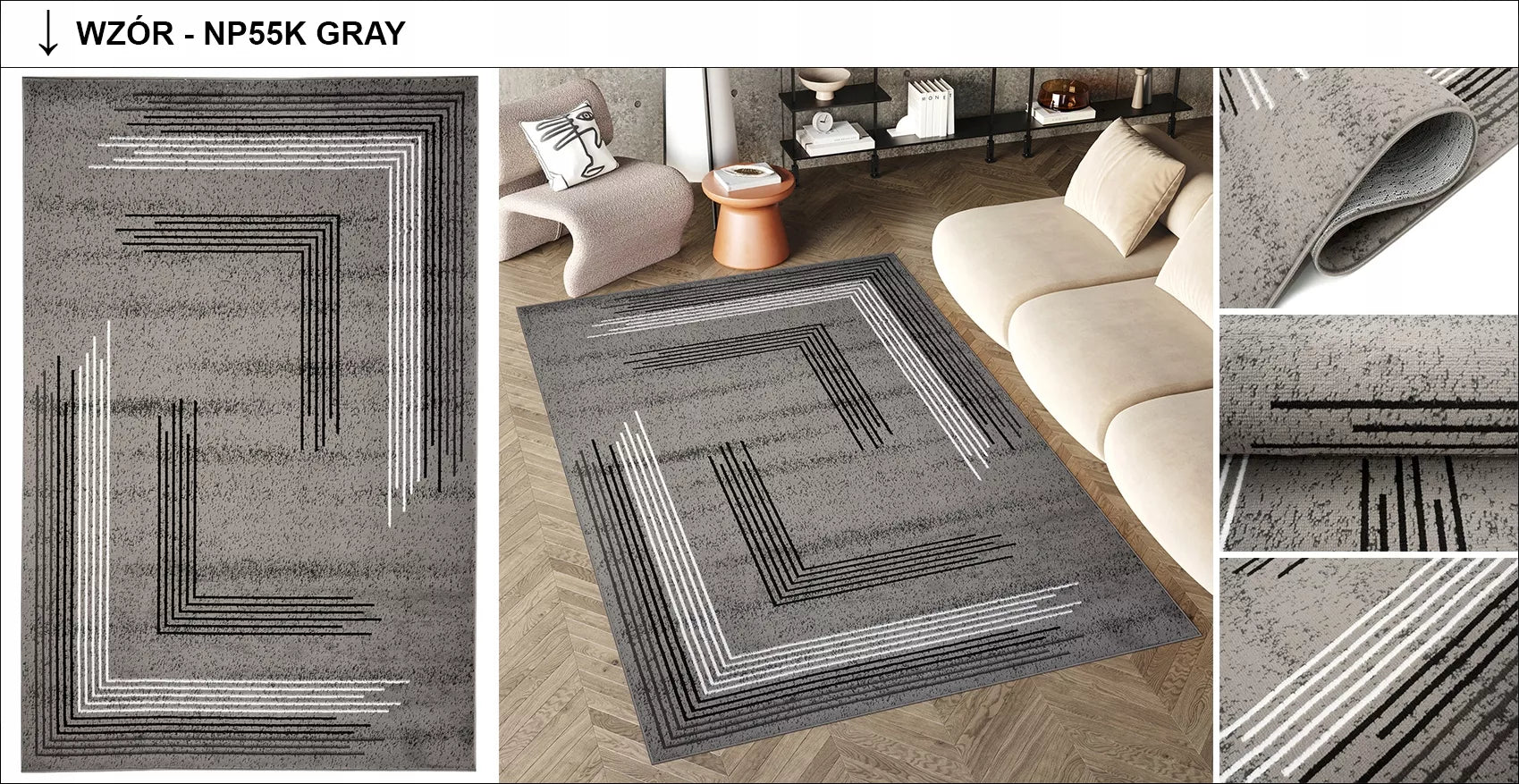 Kilimas LUXURY 140x200 BCF Minkštas Šiuolaikinis Elegantiškas Madingas Įvairūs raštai