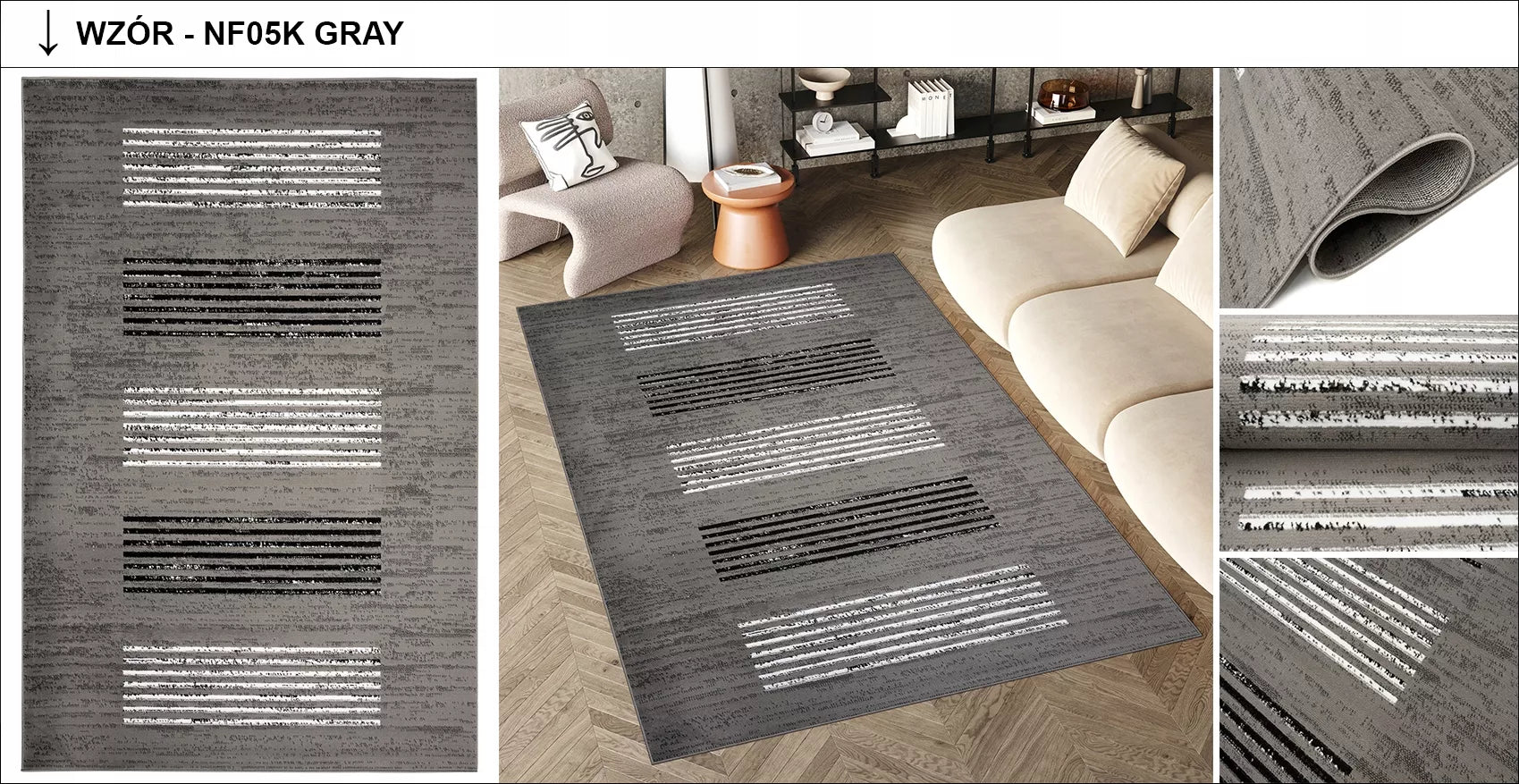 Kilimas LUXURY 160x220 BCF minkštas modernus elegantiškas madingas įvairių raštų