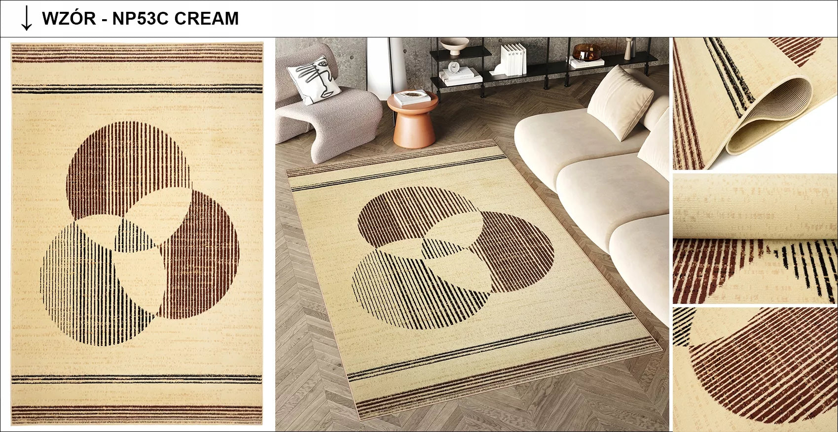 Kilimas LUXURY 250x300 BCF Minkštas Modernus Elegantiškas Madingas Įvairūs Raštai