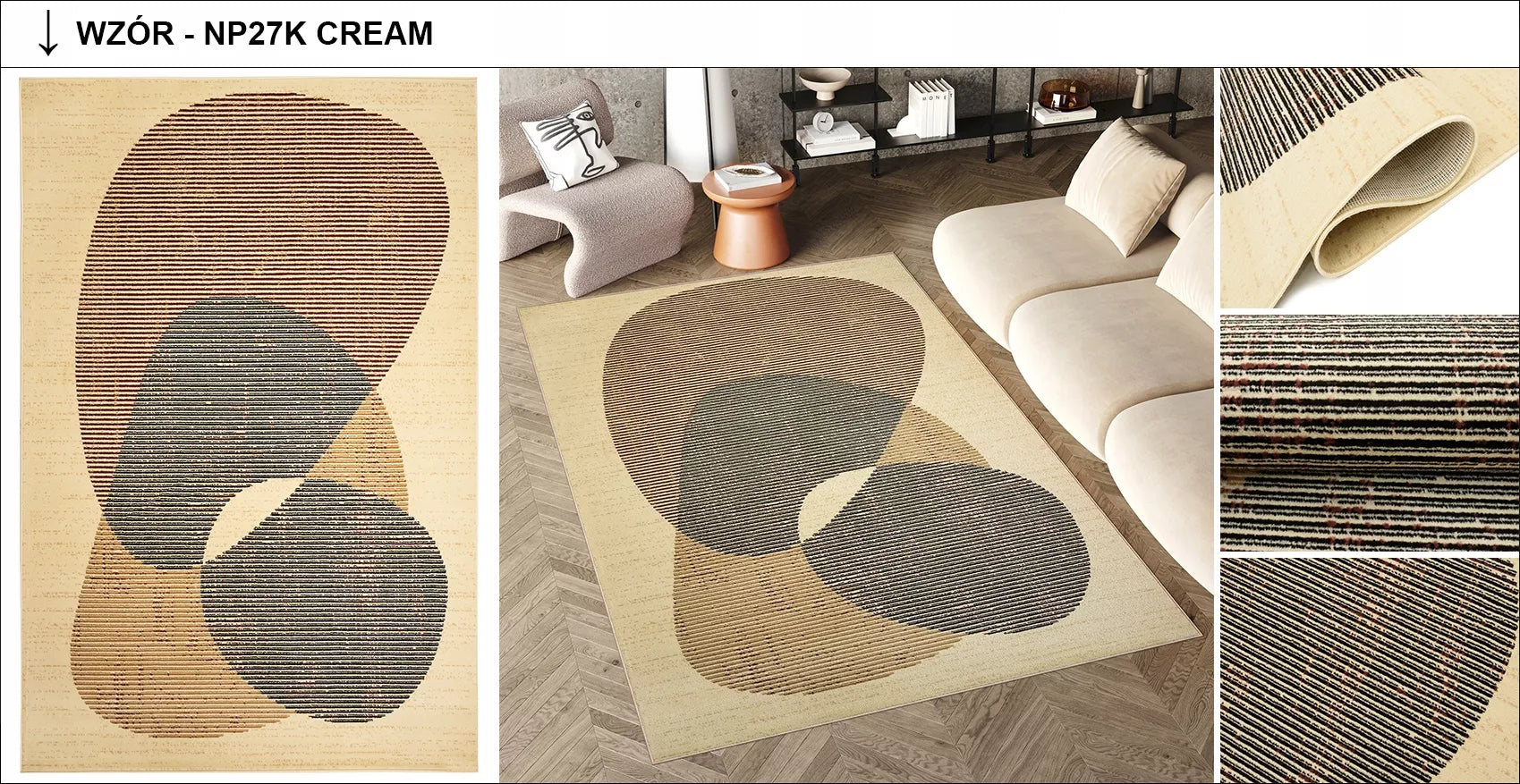 Kilimas LUXURY 250x350 BCF Minkštas Šiuolaikinis Elegantiškas Madingas Įvairūs Raštai
