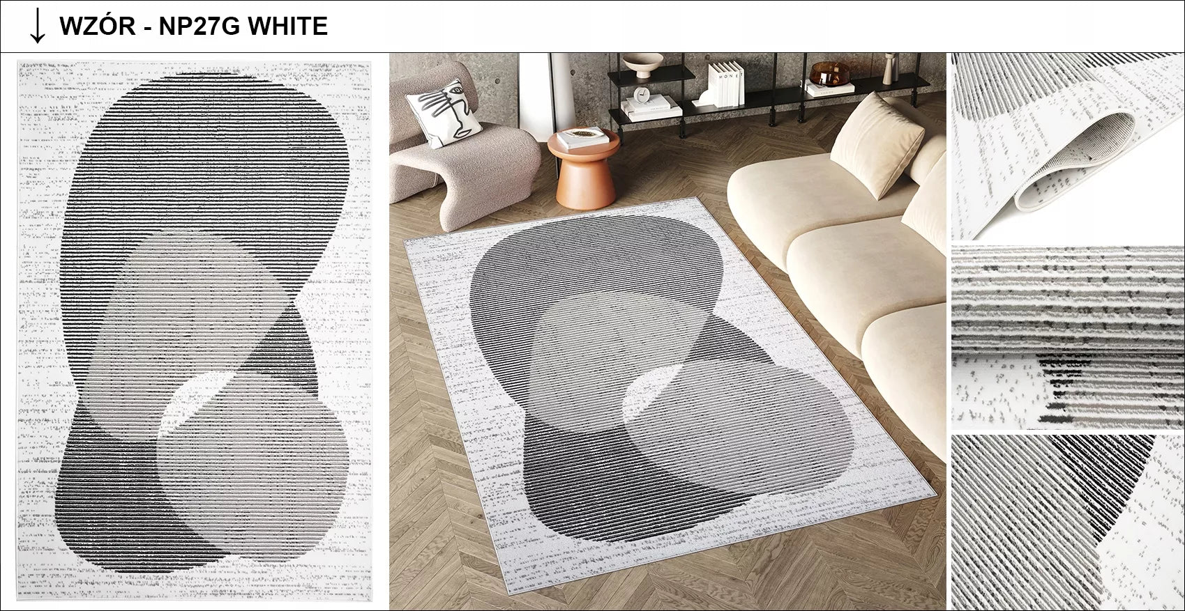 Kilimas LUXURY 250x350 BCF Minkštas Šiuolaikinis Elegantiškas Madingas Įvairūs Raštai