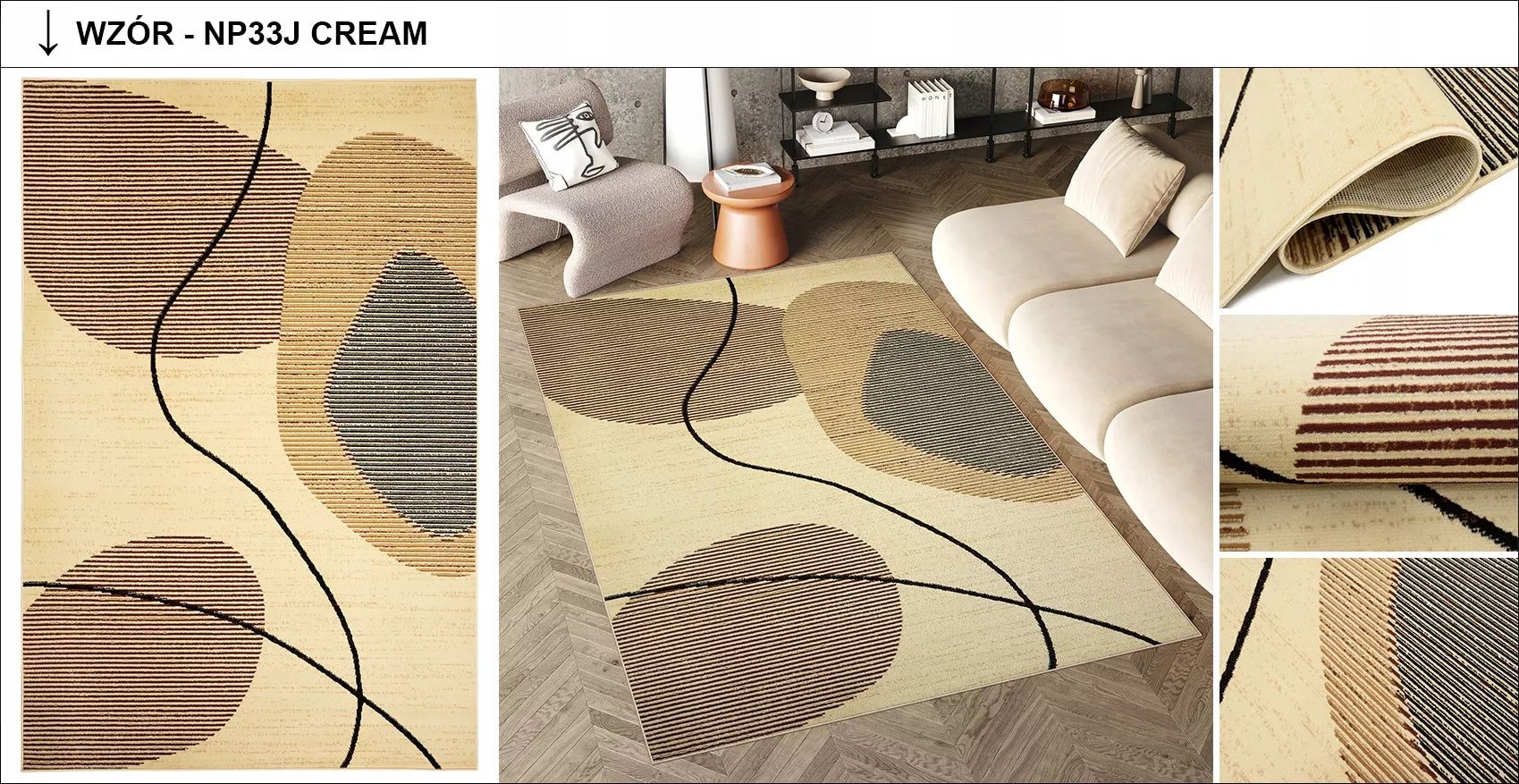 Kilimas LUXURY 80x150 BCF Minkštas Modernus Elegantiškas Madingas Įvairūs Raštai