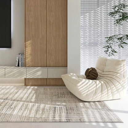 Svetainės kilimas 120x170cm Modernus Glamour Minkštas Madingas Šluostytas smėlio spalvos