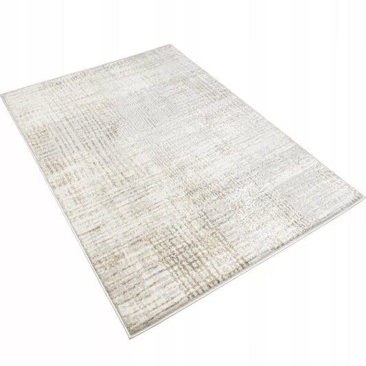 Svetainės kilimas 120x170cm Modernus Glamour Minkštas Madingas Šluostytas smėlio spalvos