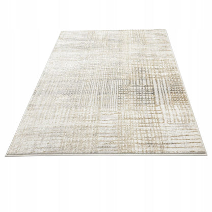 Svetainės kilimas 120x170cm Modernus Glamour Minkštas Madingas Šluostytas smėlio spalvos