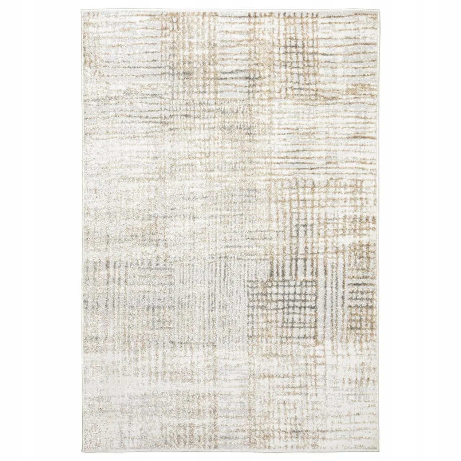 Svetainės kilimas 120x170cm Modernus Glamour Minkštas Madingas Šluostytas smėlio spalvos