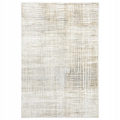 Svetainės kilimas 120x170cm Modernus Glamour Minkštas Madingas Šluostytas smėlio spalvos