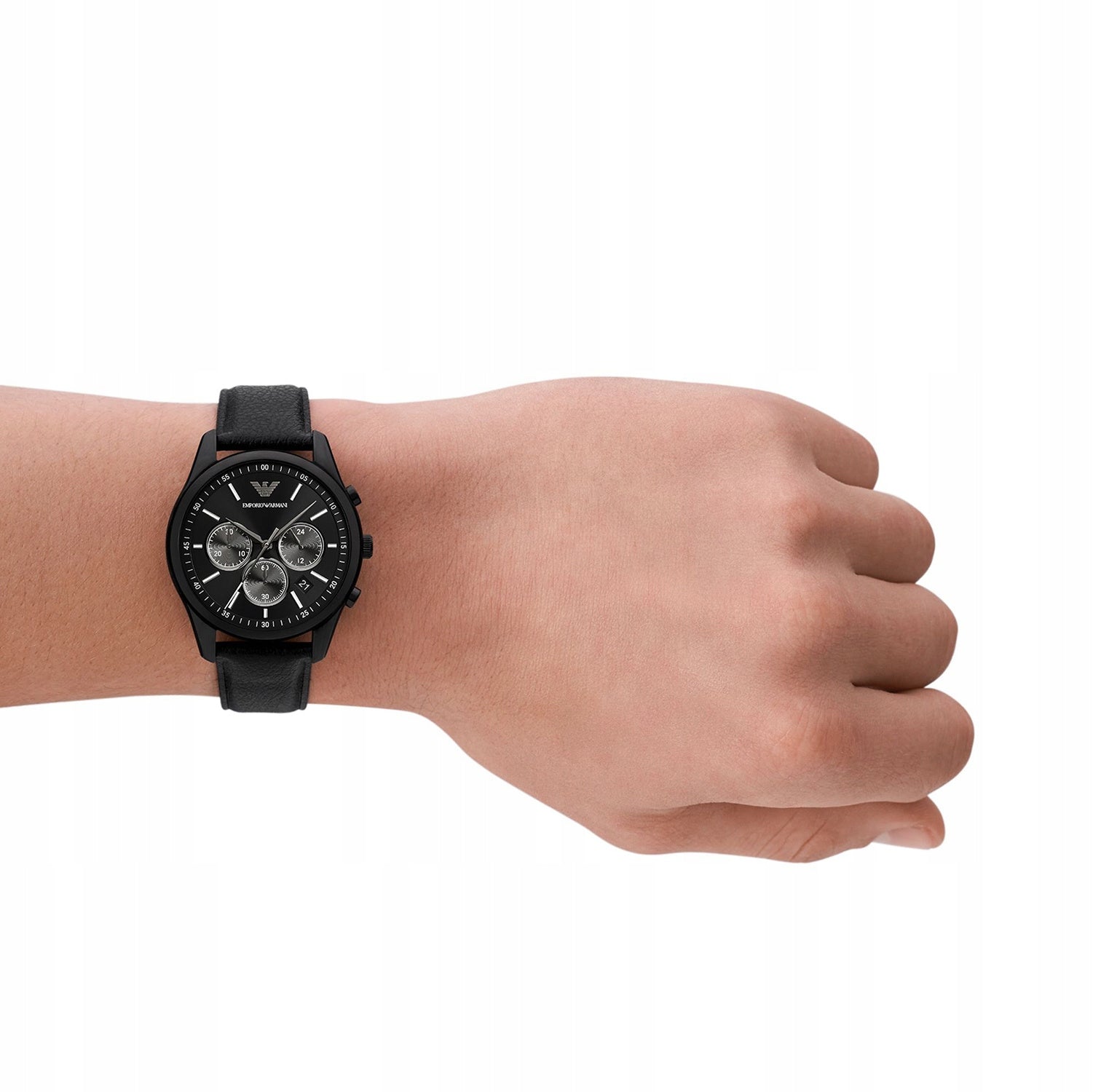 ELEGANTIŠKAS JUODAS VYRIŠKO LAIKRODŽIO EMPORIO ARMANI AR11583 ANTONIO + DĖŽUTĖ