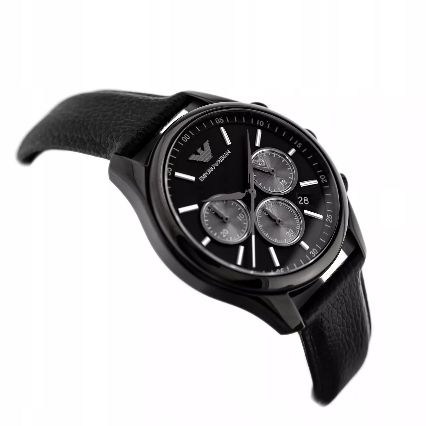 ELEGANTIŠKAS JUODAS VYRIŠKO LAIKRODŽIO EMPORIO ARMANI AR11583 ANTONIO + DĖŽUTĖ