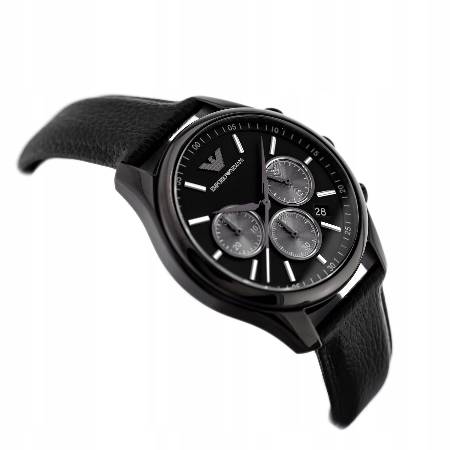 ELEGANTIŠKAS JUODAS VYRIŠKO LAIKRODŽIO EMPORIO ARMANI AR11583 ANTONIO + DĖŽUTĖ