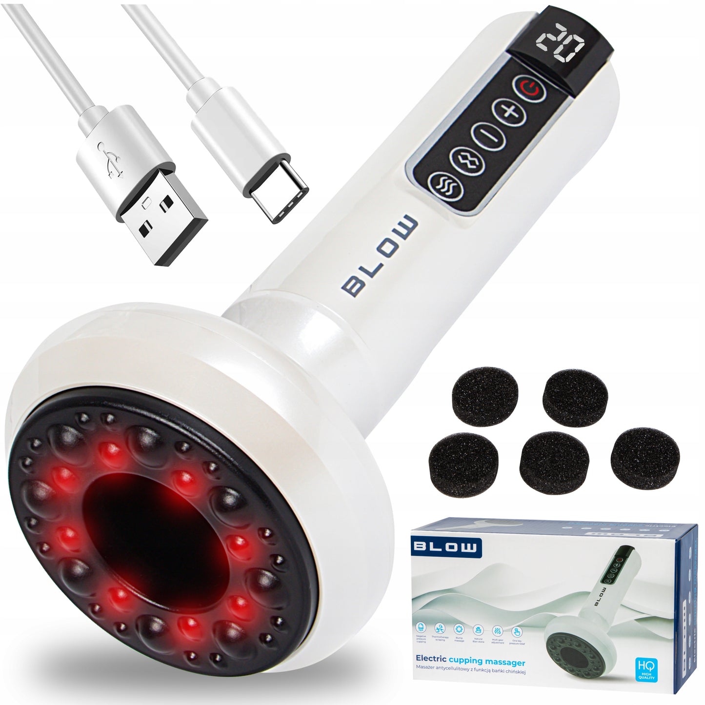 Elektrinis belaidis anticeliulitinis masažuoklis su šildymu