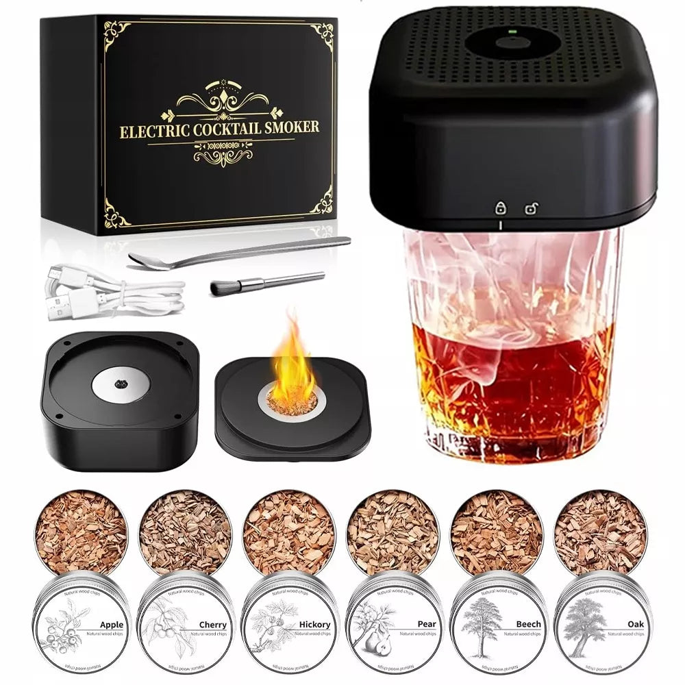 ELEKTRINĖ WHISKY SMOKER RŪKYMO RINKINYS SU GĖRIMŲ ĮRANKIAIS 6 SKONIAI