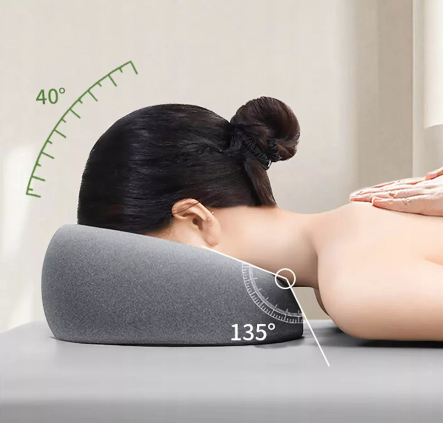 Ergonomiška kvėpuojanti pagalvėlė veidui masažui gulėti ant pilvo