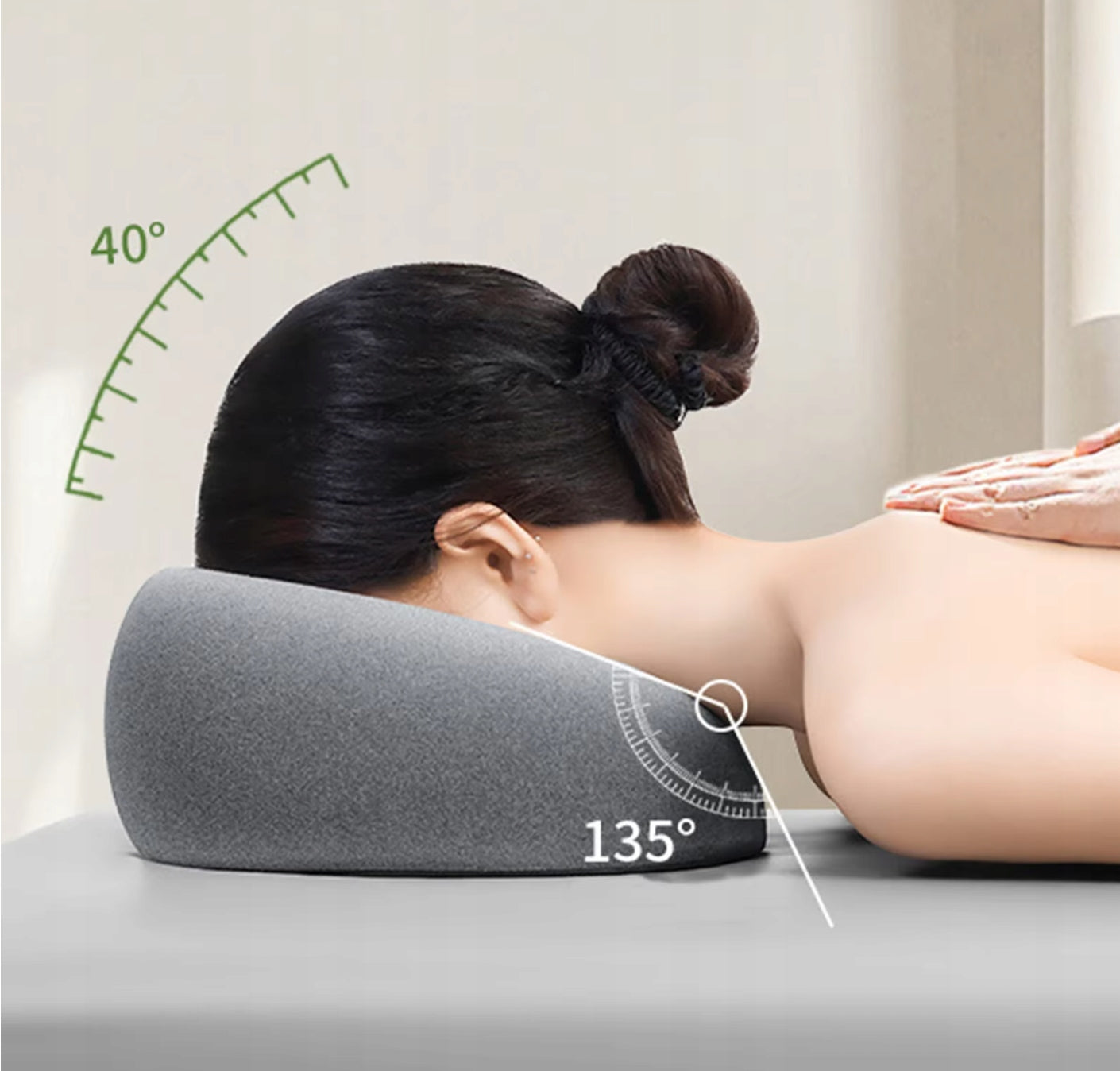 Ergonomiška kvėpuojanti pagalvėlė veidui masažui gulėti ant pilvo