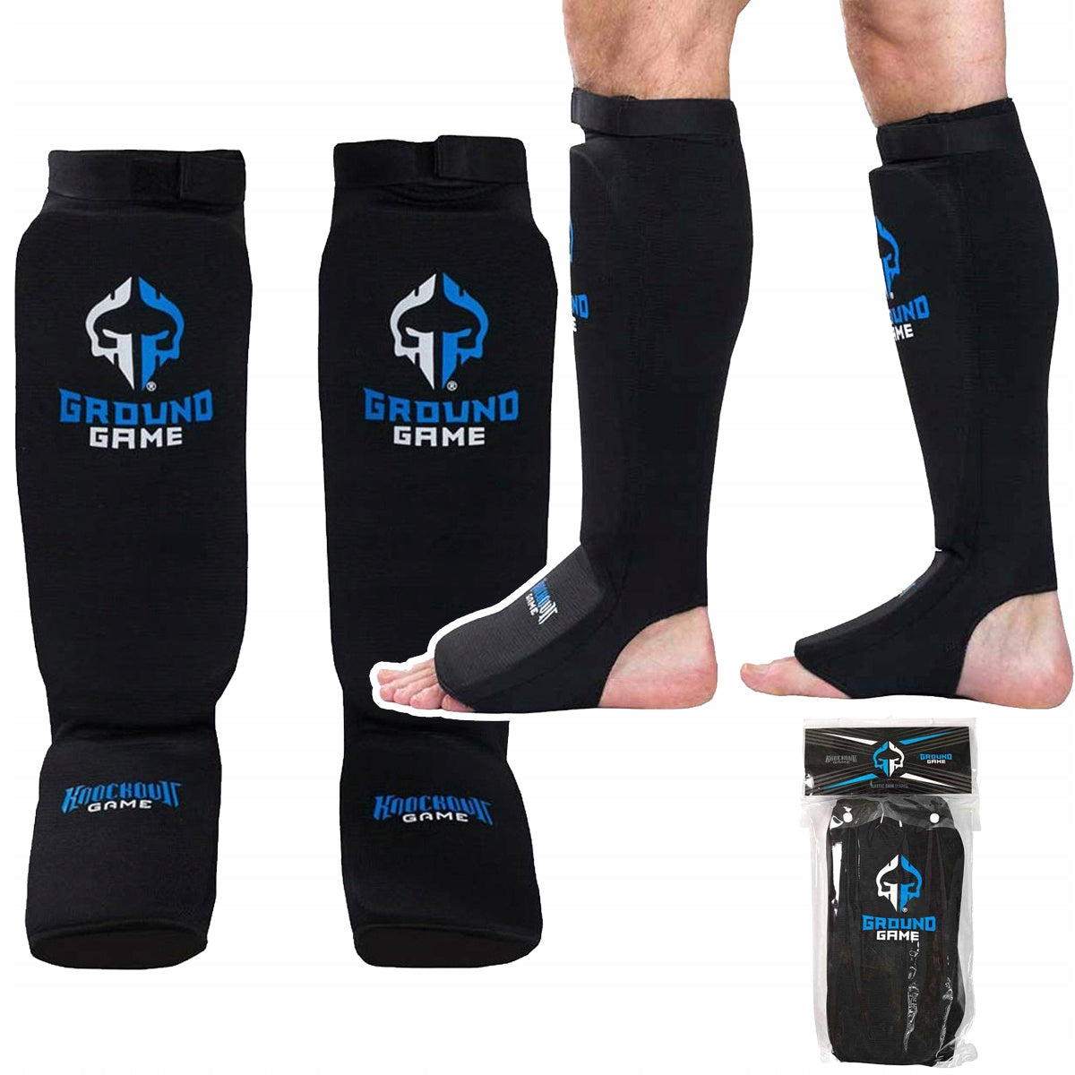 Lanksčios blauzdų apsaugos Ground Game Knockout Juodos XL