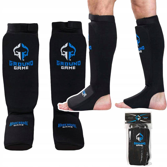 Lanksčios blauzdų apsaugos Ground Game Knockout Juodos XL