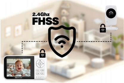 Elektroninė auklė Baby Monitor 3.2" Kamera + Ekranas | Tiesioginis vaizdas