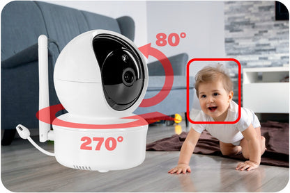 Elektroninė sukama kūdikio auklė "Baby Monitor" 5" kamera + ekranas tiesioginei peržiūrai