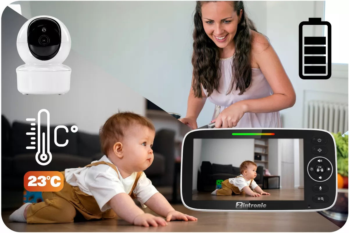 Elektroninė sukama kūdikio auklė "Baby Monitor" 5" kamera + ekranas tiesioginei peržiūrai