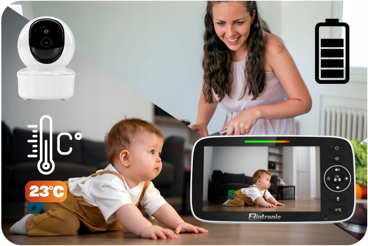 Elektroninė sukama kūdikio auklė "Baby Monitor" 5" kamera + ekranas tiesioginei peržiūrai