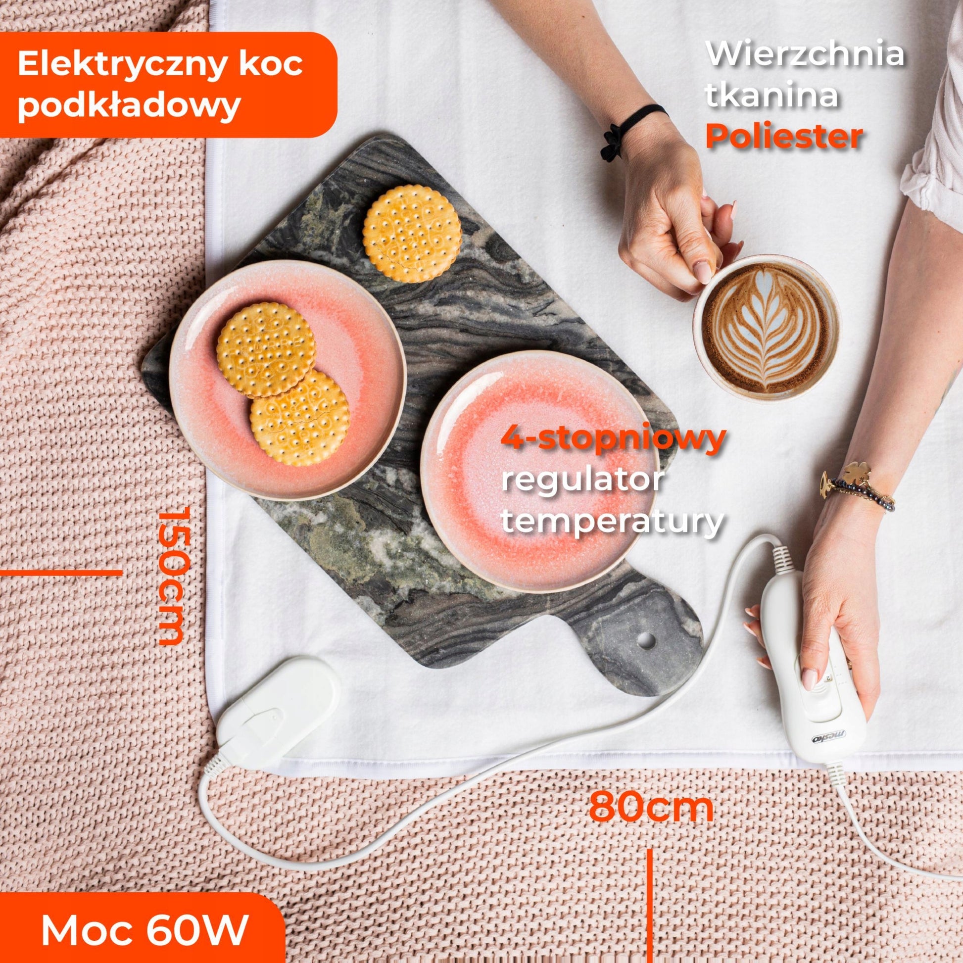 Elektrinė pakloto antklodė laikmatis 80x150cm LCD reguliuojama Skalbiama