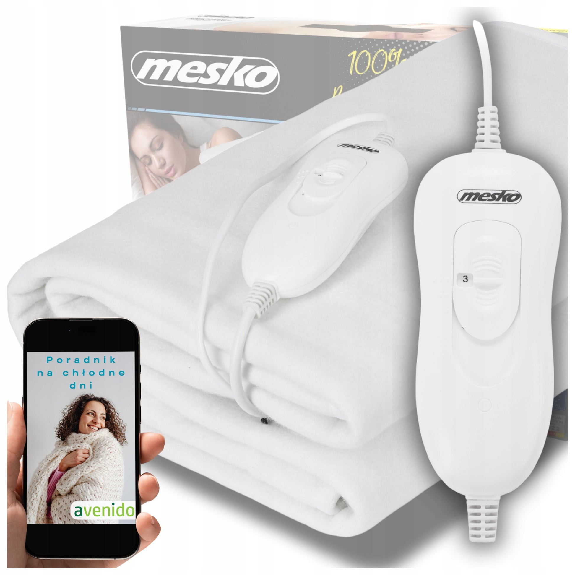 Elektrinė pakloto antklodė laikmatis 80x150cm LCD reguliuojama Skalbiama