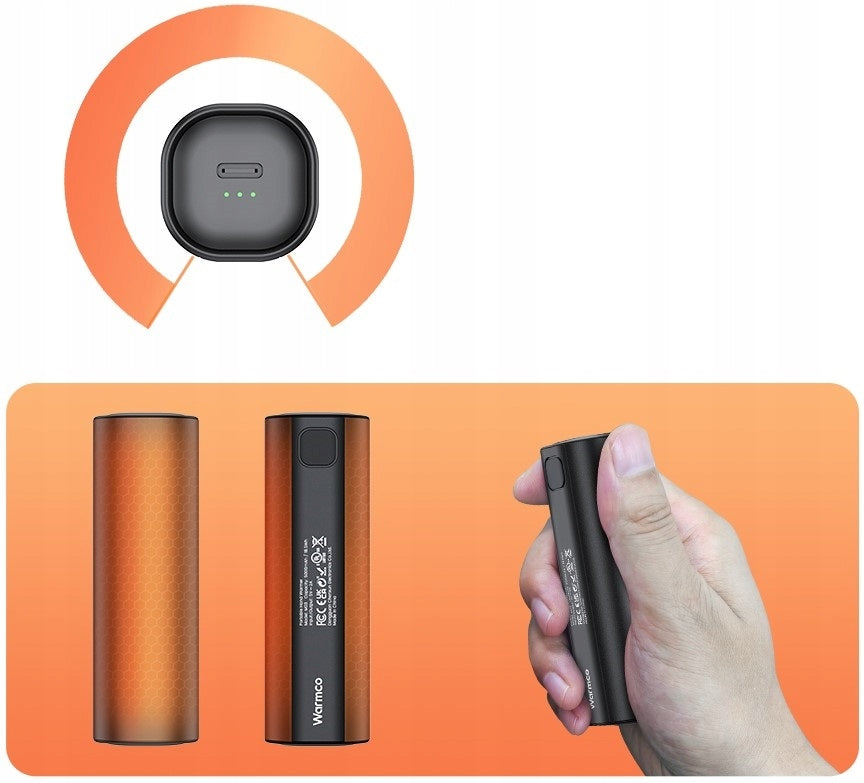 Elektrinis rankų šildytuvas su USB C Powerbank 2x 5000mAh Warmco M02