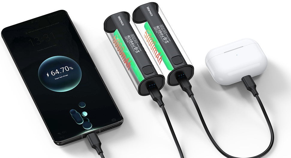 Elektrinis rankų šildytuvas su USB C Powerbank 2x 5000mAh Warmco M02