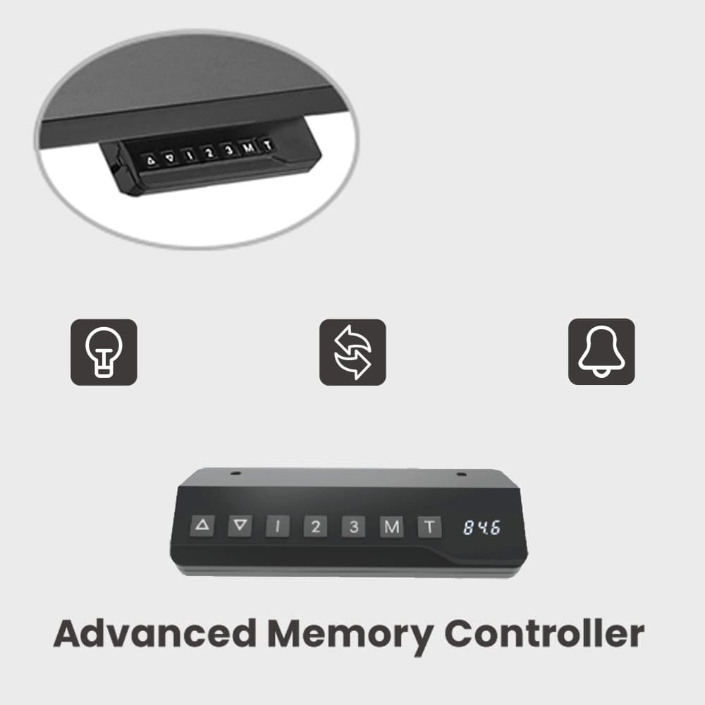 Ergonomiškas DIDELIS elektrinis baltas stalas LORIS