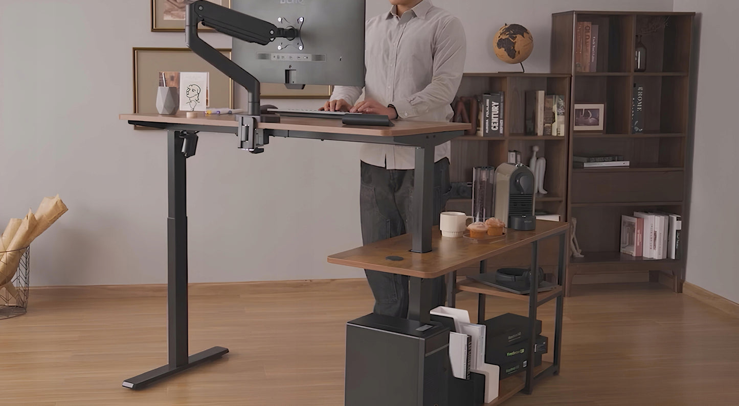 Ergonomiškas DIDELIS elektrinis baltas stalas LORIS