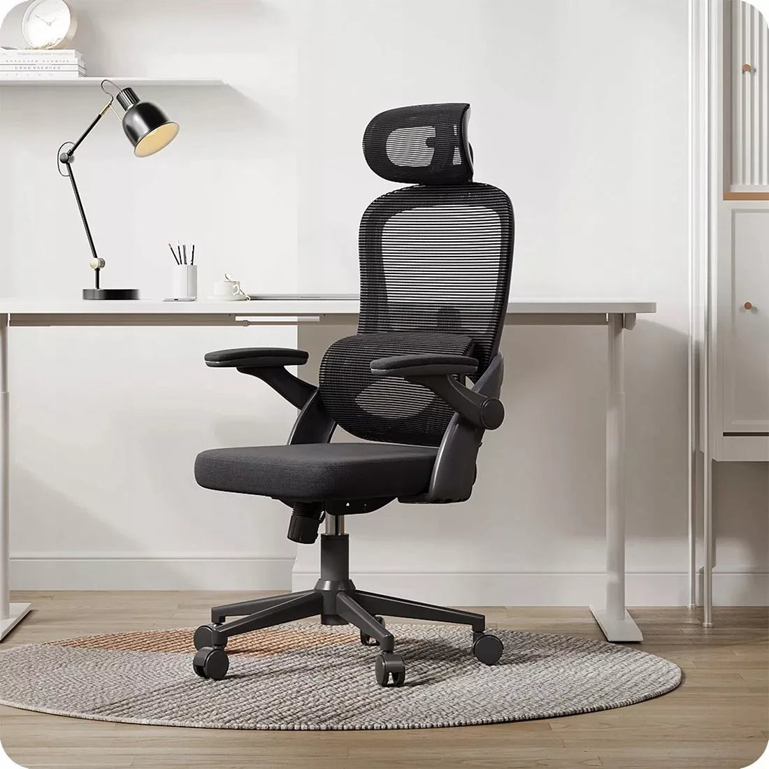 Ergonomiška biuro kėdė, juoda Spacetronik, atrama nugarai